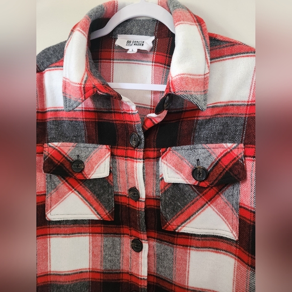 BB Dakota Steve Madden Plaid Button Up Shirt Jacket Large - Picture 3 of 9